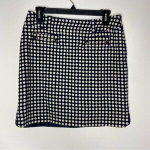 Juicy Couture Wool Blend Polka Dot Navy/Ivory Skirt Size 2